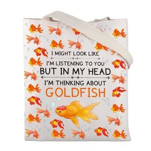 Goldfish Canvas Tote Bag Aesthetic Cute Fish Tote Bag Goldfish Gift UwU